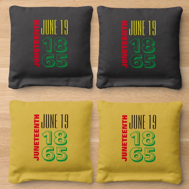 Black History Month Juneteenth June 19 1865 Text Cornhole Bags (Wood)