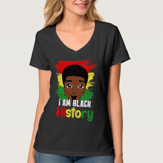Black History Month Kids Boys I am African America T-Shirt (Front)