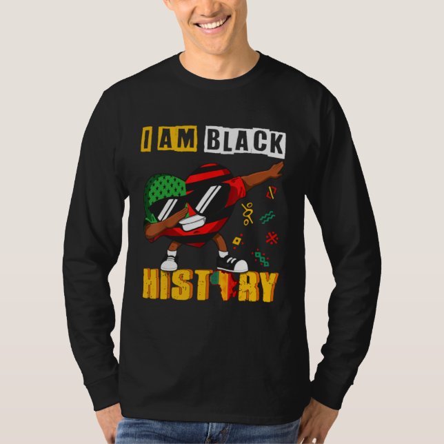 Black History Month Kids Men Women Dabbing Heart A T-Shirt (Front)