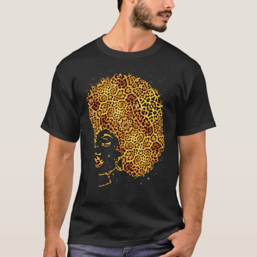 Black History Month Leopard Hair Black Afro Melani T_Shirt