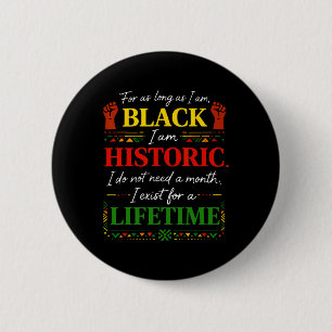 Black History Month Lifetime Patriotic African Ame Button