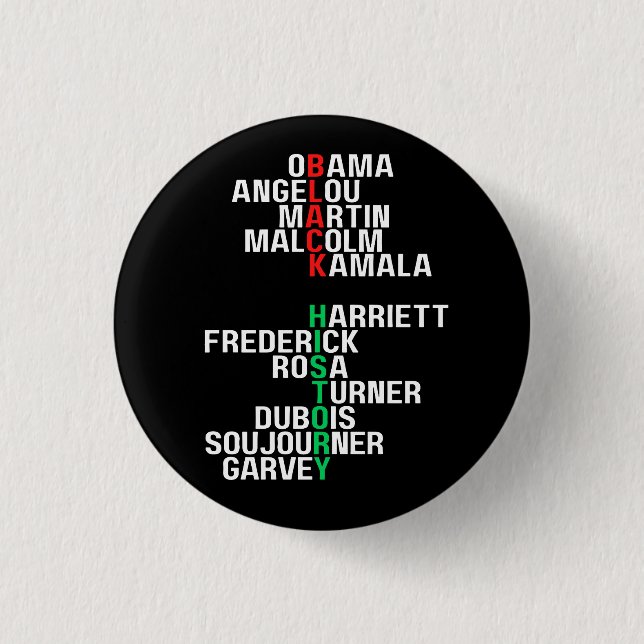 Black History Month Melanin King Queen Sista Bruh Button (Front)