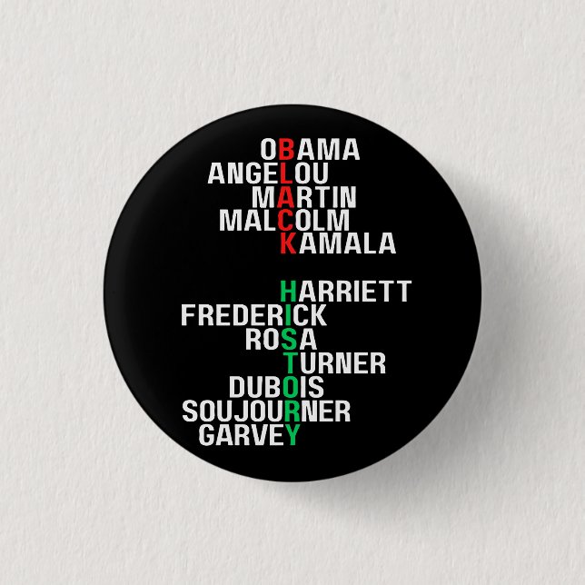 Black History Month Melanin King Queen Sista Bruh Button (Front)