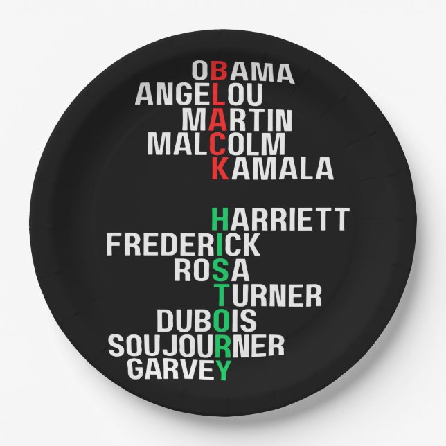 Black History Month Melanin King Queen Sista Bruh Paper Plates (Front)