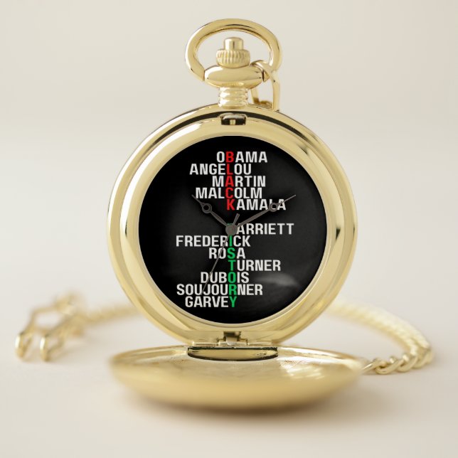 Black History Month Melanin King Queen Sista Bruh Pocket Watch (Inside)
