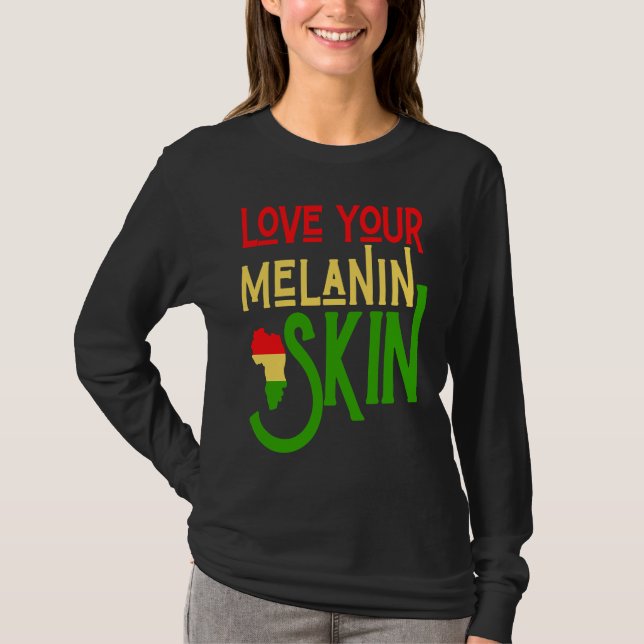 Black History Month Melanin Love Family & Communit T-Shirt (Front)