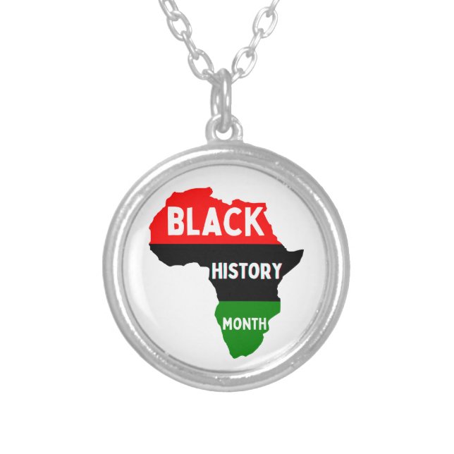 Black History Month Melanin Men Women Boys Girls Silver Plated Necklace (Front)