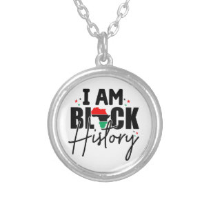 Black History Month Melanin Men Women Kids Silver Plated Necklace