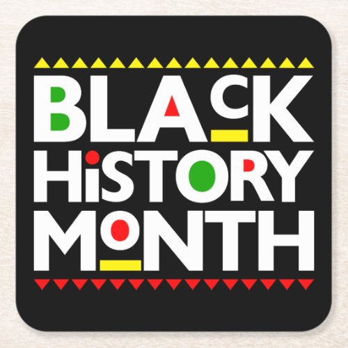 Black History Month Melanin Men Women Kids Square Paper Coaster