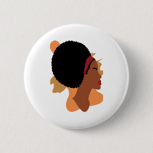 Black History Month Minimalist Queen Melanin Boho  Button