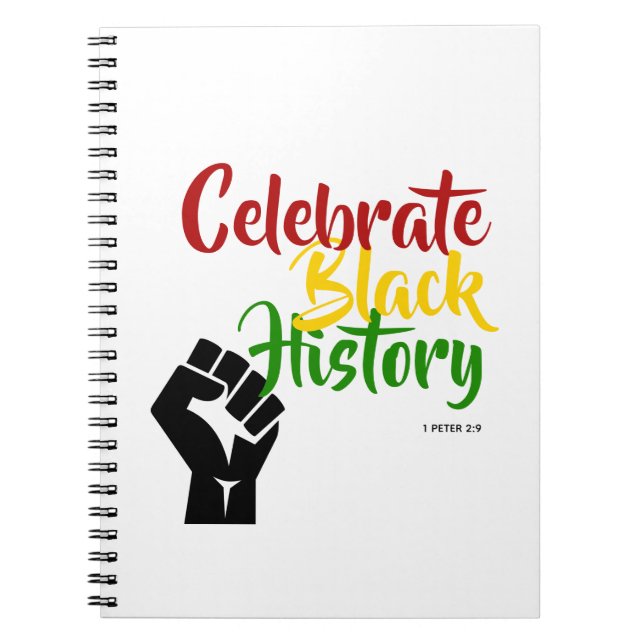 BLACK HISTORY MONTH Motivational Celebrate BHM Notebook (Front)