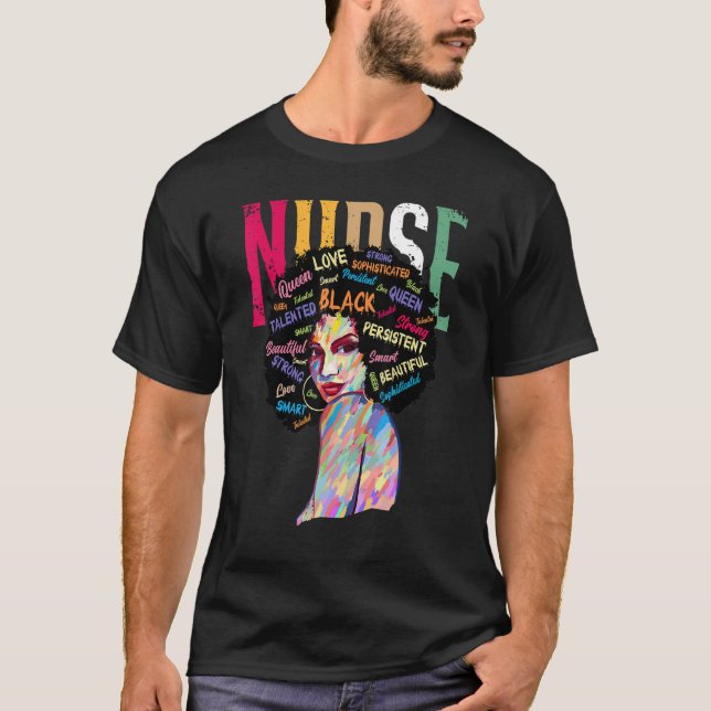 Black History Month Nurse Black Girl Melanin BLM A T-Shirt (Front)
