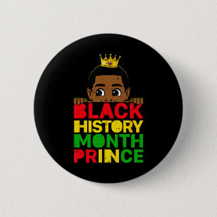 Black History Month Prince African Melanin Boy Tod Button