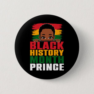 Black History Month Prince Little Melanin Afro Boy Button