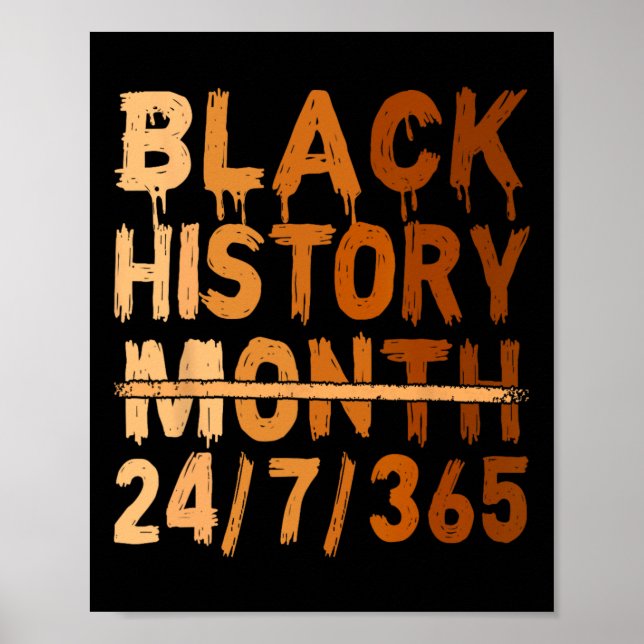 Black History Month Proud Black 24 7 365 Melanin J Poster (Front)