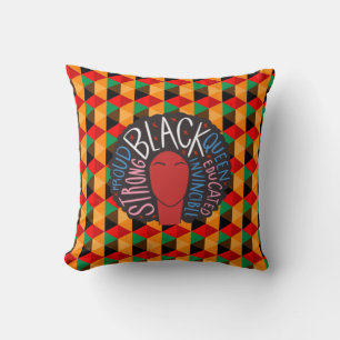 Black History Month Quotes - Black Woman Queen Throw Pillow