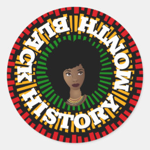 Black History Month, Rays of Sun, Black Woman Classic Round Sticker