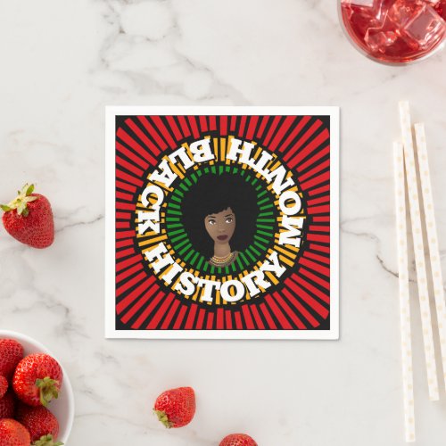 Black History Month Rays of Sun Black Woman Napkins