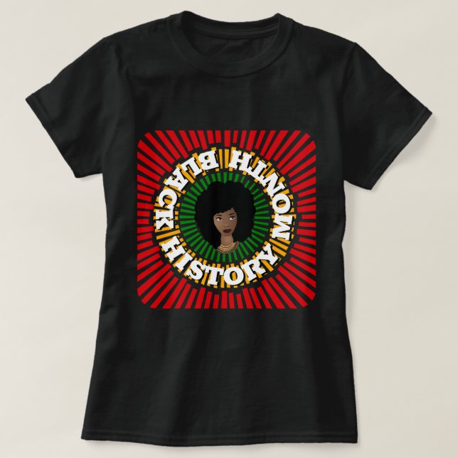 Black History Month, Rays of Sun, Black Woman T-Shirt (Design Front)