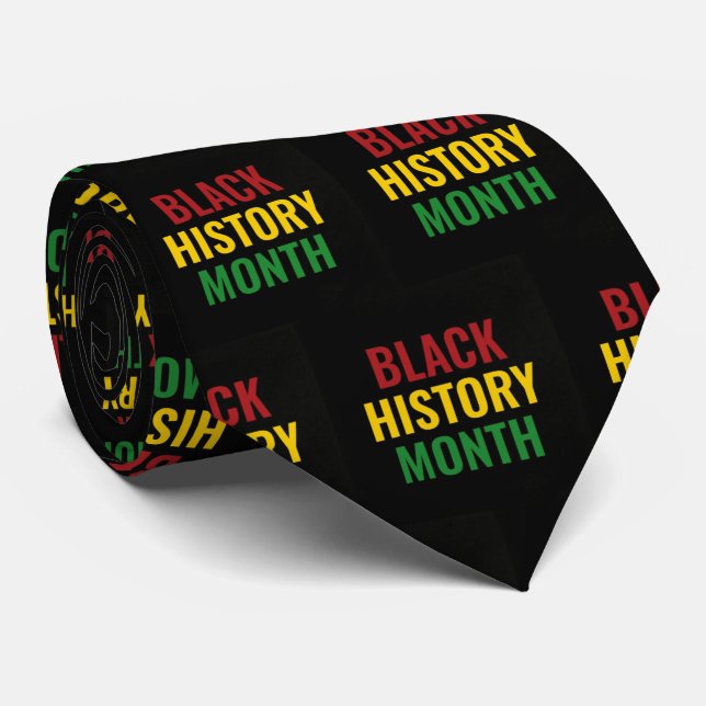 BLACK HISTORY MONTH Red Yellow Green BHM Neck Tie (Rolled)