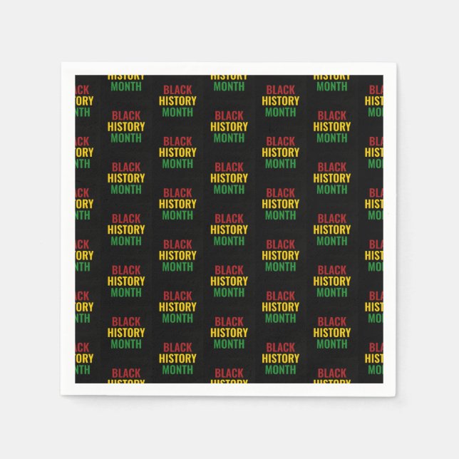 BLACK HISTORY MONTH Red Yellow Green BHM Paper Napkins (Front)