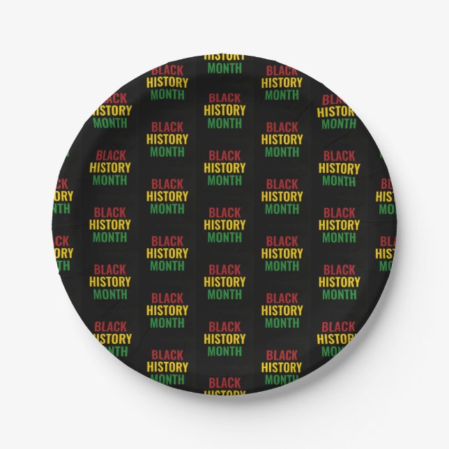 BLACK HISTORY MONTH Red Yellow Green BHM Paper Plates (Front)
