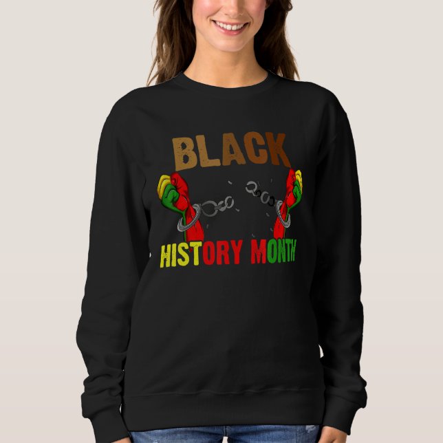 Black History Month Rise Fist Afro Melanin Queen B Sweatshirt (Front)