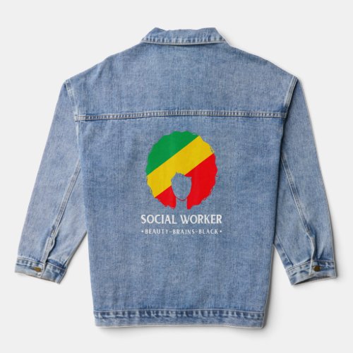 Black History Month Social Worker African American Denim Jacket
