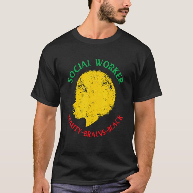 Black History Month Social Worker African American T-Shirt (Front)