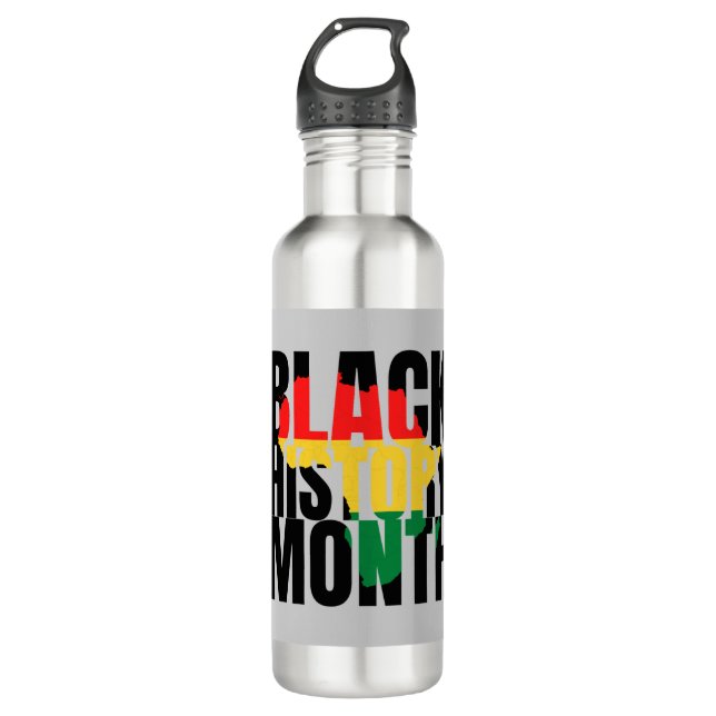 Black History Month Stainless Steel Water Bottle (Front)