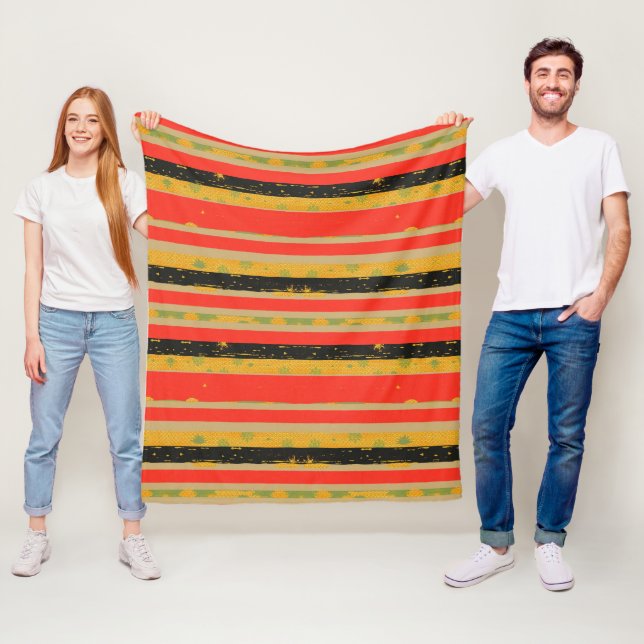 Black History Month Stripes Pattern Fleece Blanket (In Situ)