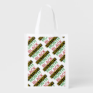 BLACK HISTORY MONTH Stylish BHM Print REUSABLE Grocery Bag