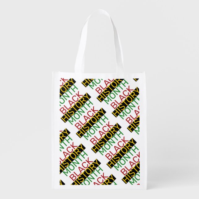 BLACK HISTORY MONTH Stylish BHM Print REUSABLE Grocery Bag (Front)