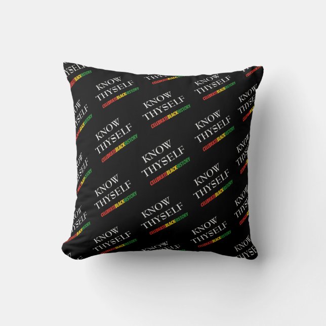 Black History Month Stylish KNOW THYSELF Throw Pillow (Front)