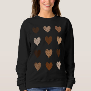 Black History Month Tee Melanin Skin Tone Hearts V