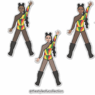 Black History Month Tri Color Dancers Sticker