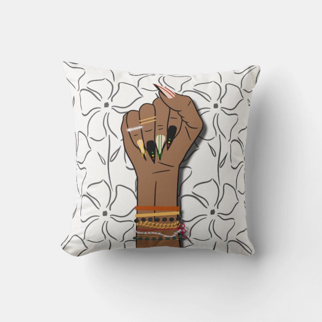 Black History Month Tribute: African Diaspora Hand Throw Pillow (Front)