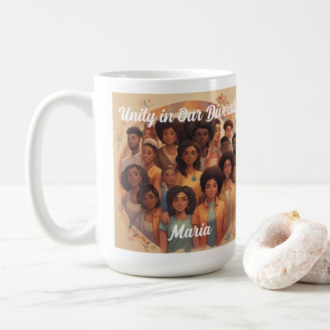 Black History Month Unity in Our Diversity  Coffee Mug (With Donut)