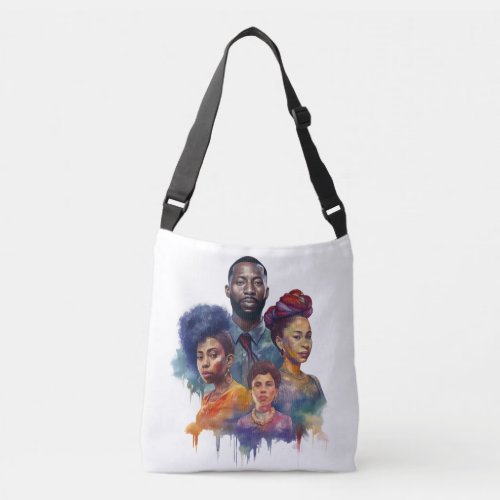 Black History Month Watercolor Afro Melanin Crossbody Bag