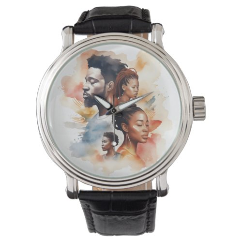 Black History Month Watercolor Afro Melanin Watch