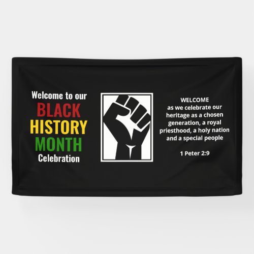 BLACK HISTORY MONTH Welcome Celebration Power Fist Banner
