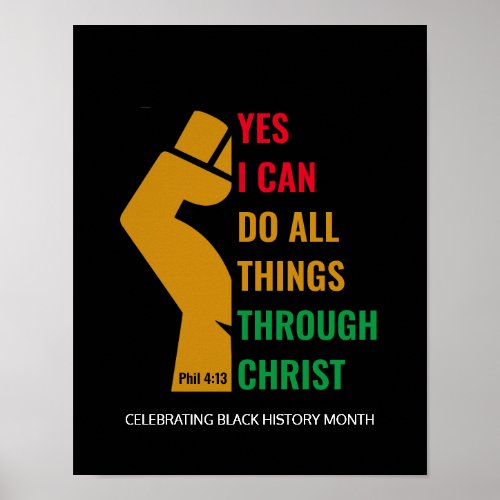 Black History Month YES I CAN Christian Poster