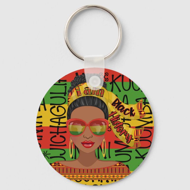 Black History Multicolor Fashion Designer Keychain (Front)