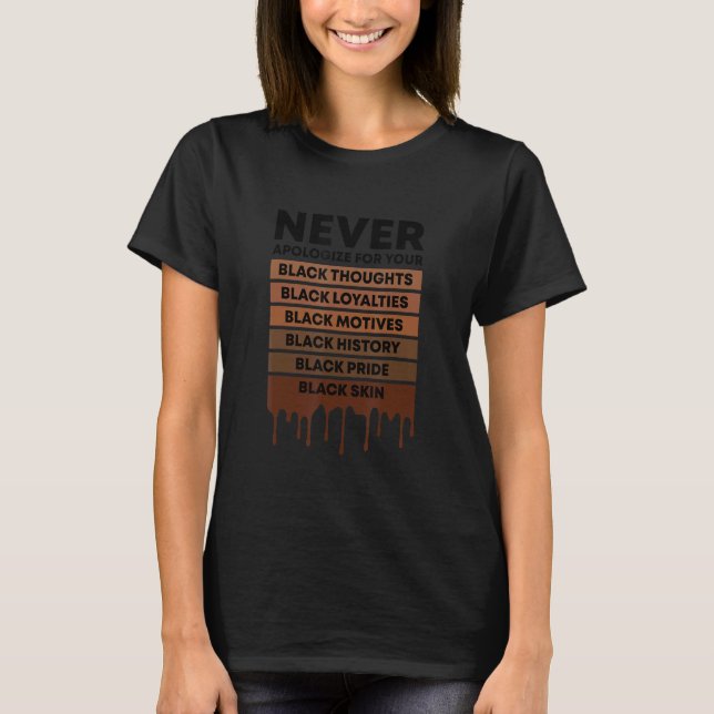 Black History Never Apologize For Your Blackness M T-Shirt (Front)