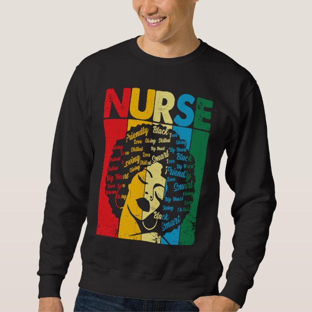 Black History Nurse African American Pride Afro Wo Sweatshirt (Front)