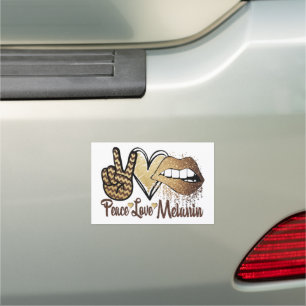 Black History Peace Love Melanin Car Magnet