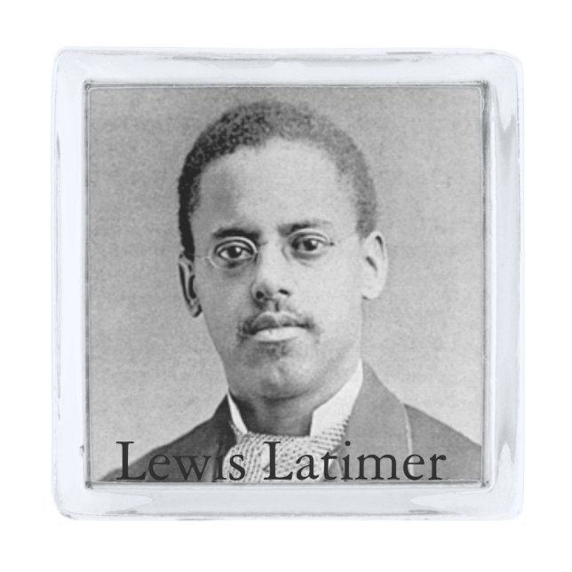 Black History Photograph of Inventor Lewis Latimer Silver Finish Lapel Pin (Front)