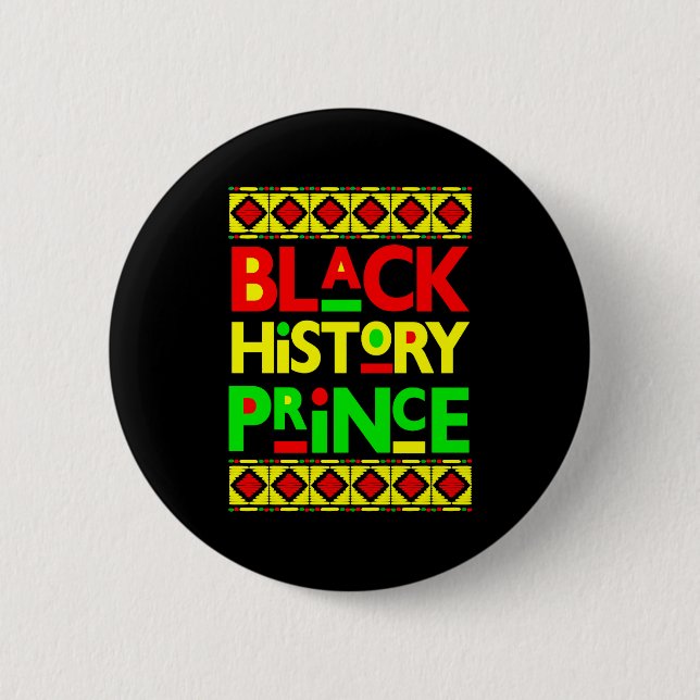 Black History Prince Melanin Boy Son Bruh Brown Sk Button (Front)