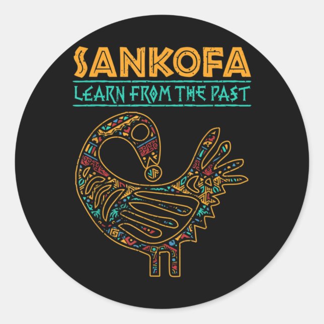 Black History Sankofa African Bird Junenth Classic Round Sticker (Front)