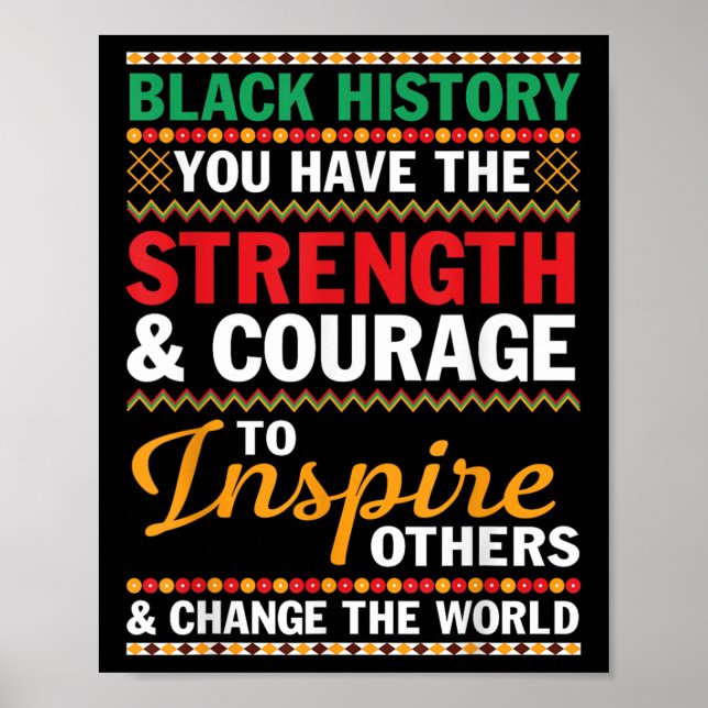Black History Strength Courage Inspire Others Chan Poster (Front)